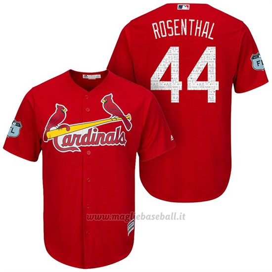 Maglia Baseball Uomo St. Louis Cardinals Trevor Rosenthal Scarlet 2017 Allenamento Primaverile Cool Base Giocatore